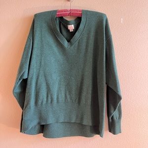 Green v-neck sweater